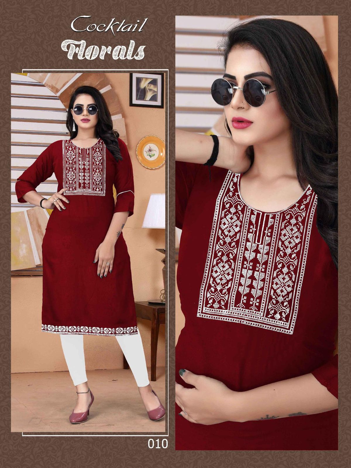 White Cocktail 2 Fancy Rayon Wholesale Kurti Collection